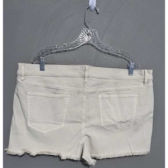 Ann Taylor Loft Sz 18/34 Cut-off Shorts Cream Denim Frayed Bottom Stretch NWT - Picture 10 of 13